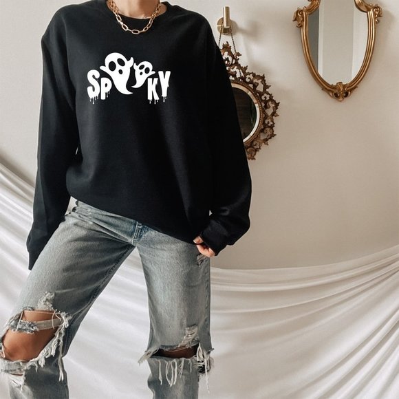 SimplyBeverly Sweaters - Ghost Spooky Black Sweatshirt